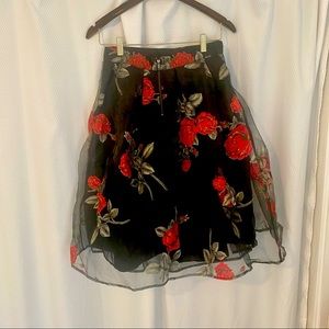 Black skirt with floral print